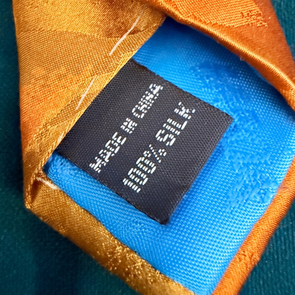 Garcia Desert Island Collection 64‎ 100% Silk Abstract Print Tie Orange Gold - Picture 6 of 10